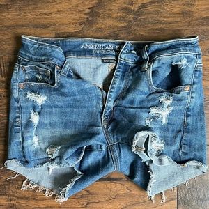 AEO High Rise Distressed Jean Shorts